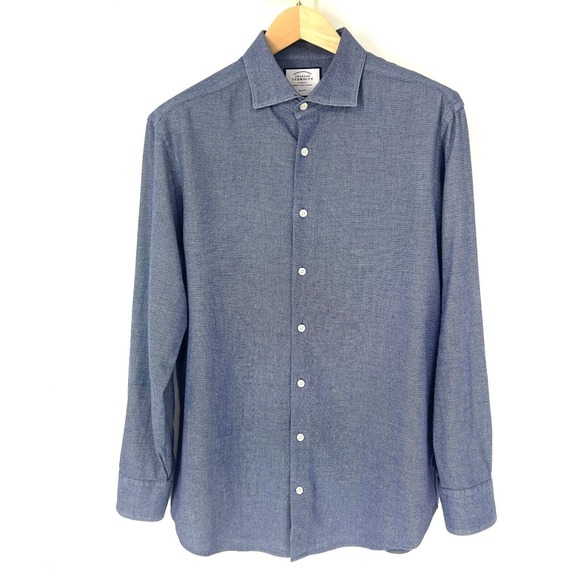 Charles Tywhitt Slim Fit Mens Size 16.5/34in Button‎ Up Dress Shirt Blue Cotton - Picture 1 of 13